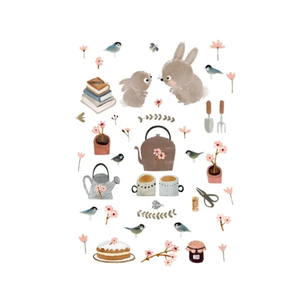 Postcard & Envelope - Bunny Teatime