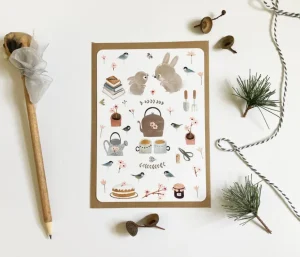 Postcard & Envelope - Bunny Teatime